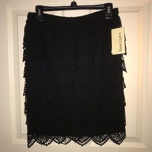 NWT! Black cotton lace pencil skirt.
